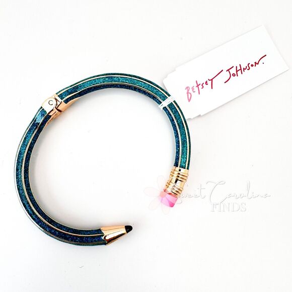 Betsey Johnson TEAL Back to School Pencil Bracelet Bangle Teacher Gift Box NEW! - Picture 4 of 5